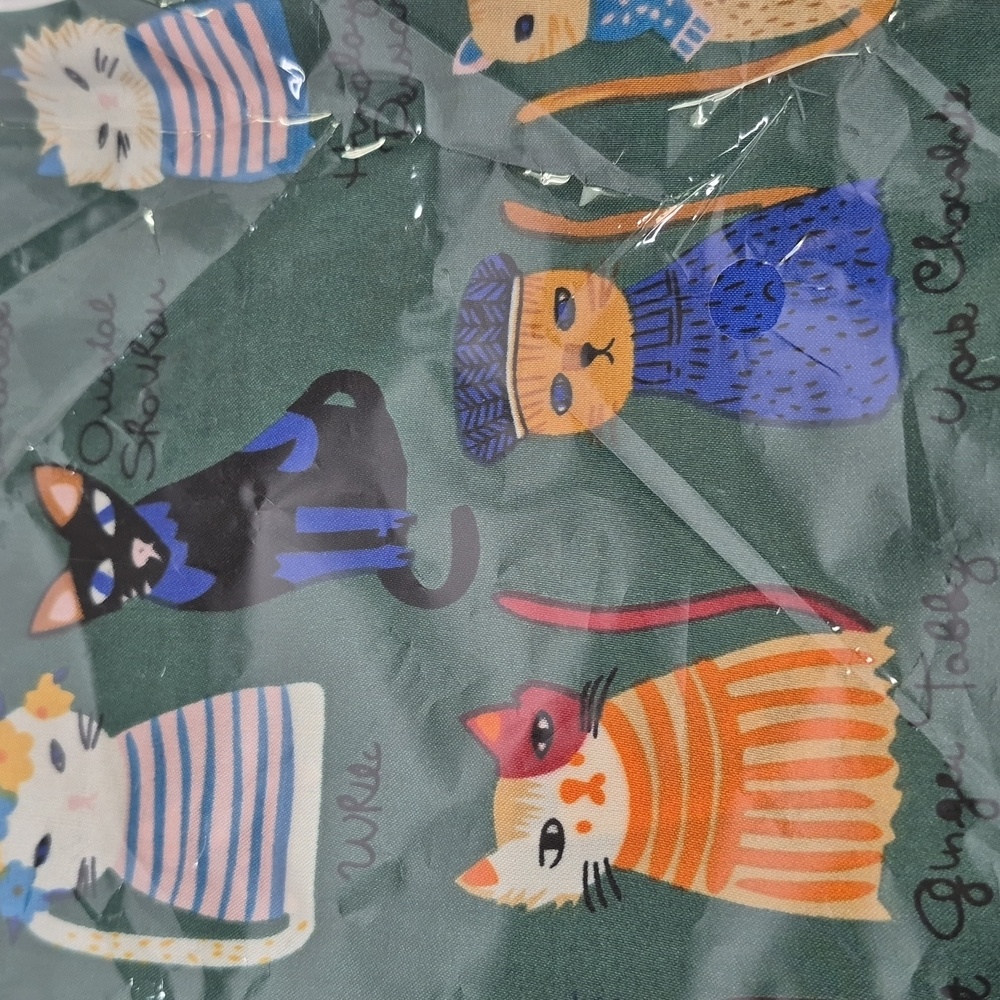 Cat Colorful Print Scarf (Green) - Picture 9 of 13